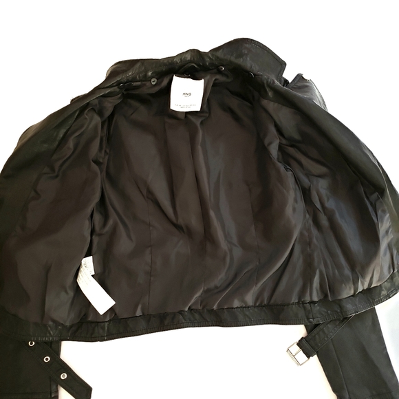 Mango MNG Faux Leather Black Jacket Size USA XXS - Picture 5 of 11